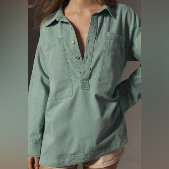 pilcro patch pocket collared popover - Picture 2 of 7